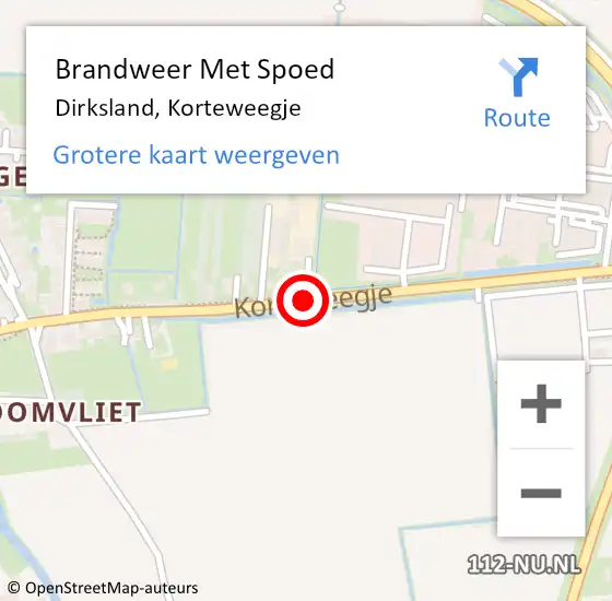 Locatie op kaart van de 112 melding: Brandweer Met Spoed Naar Dirksland, Korteweegje op 21 december 2016 05:35