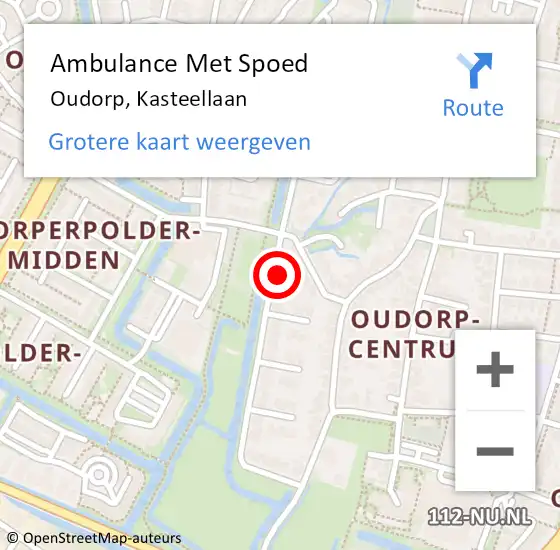 Locatie op kaart van de 112 melding: Ambulance Met Spoed Naar Oudorp, Kasteellaan op 21 december 2016 06:31