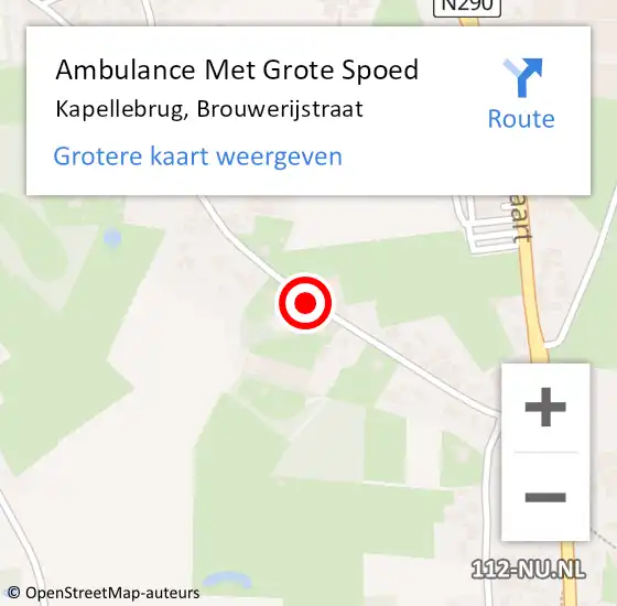 Locatie op kaart van de 112 melding: Ambulance Met Grote Spoed Naar Kapellebrug, Brouwerijstraat op 21 december 2016 06:42