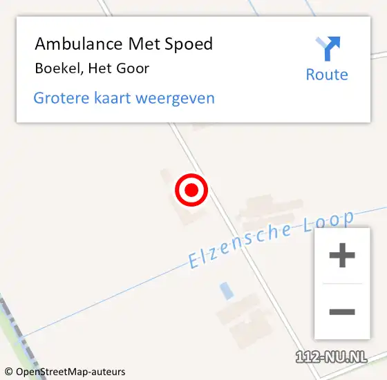 Locatie op kaart van de 112 melding: Ambulance Met Spoed Naar Boekel, Het Goor op 21 december 2016 07:35