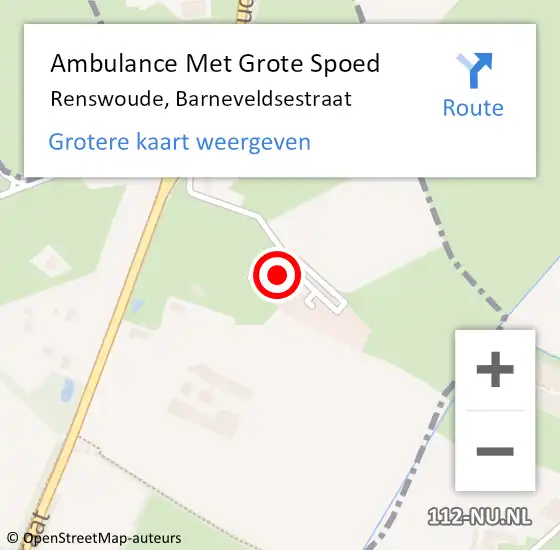 Locatie op kaart van de 112 melding: Ambulance Met Grote Spoed Naar Renswoude, Barneveldsestraat op 21 december 2016 08:00