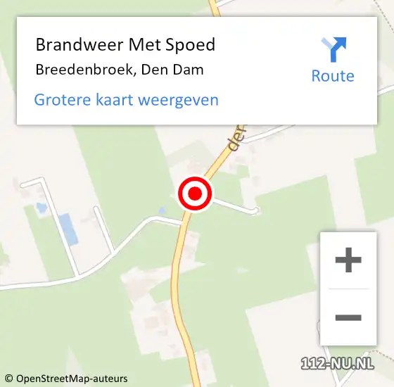 Locatie op kaart van de 112 melding: Brandweer Met Spoed Naar Breedenbroek, Den Dam op 21 december 2016 08:27