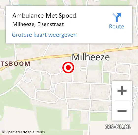 Locatie op kaart van de 112 melding: Ambulance Met Spoed Naar Milheeze, Elsenstraat op 21 december 2016 09:16