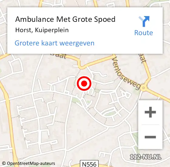 Locatie op kaart van de 112 melding: Ambulance Met Grote Spoed Naar Horst, Kuiperplein op 21 december 2016 09:56