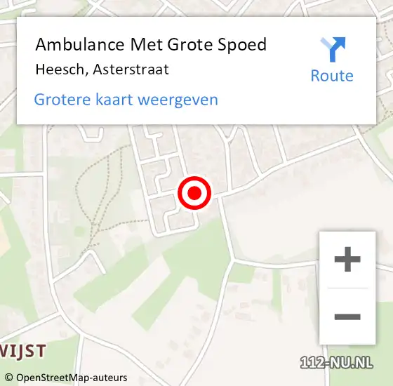 Locatie op kaart van de 112 melding: Ambulance Met Grote Spoed Naar Heesch, Asterstraat op 21 december 2016 10:02