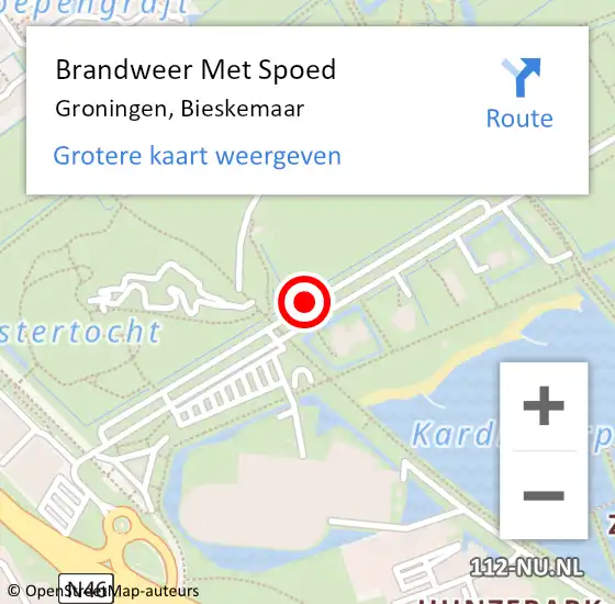 Locatie op kaart van de 112 melding: Brandweer Met Spoed Naar Groningen, Bieskemaar op 21 december 2016 11:22