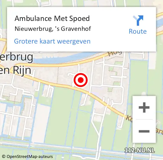 Locatie op kaart van de 112 melding: Ambulance Met Spoed Naar Nieuwerbrug, 's Gravenhof op 21 december 2016 11:31