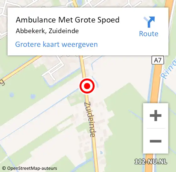 Locatie op kaart van de 112 melding: Ambulance Met Grote Spoed Naar Abbekerk, Zuideinde op 21 december 2016 11:41