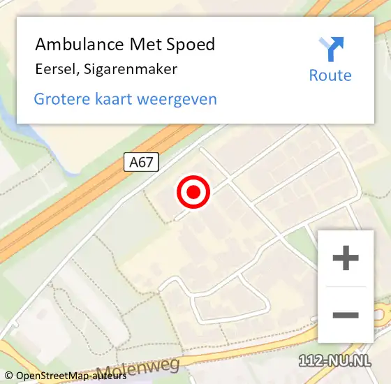 Locatie op kaart van de 112 melding: Ambulance Met Spoed Naar Eersel, Sigarenmaker op 21 december 2016 11:57