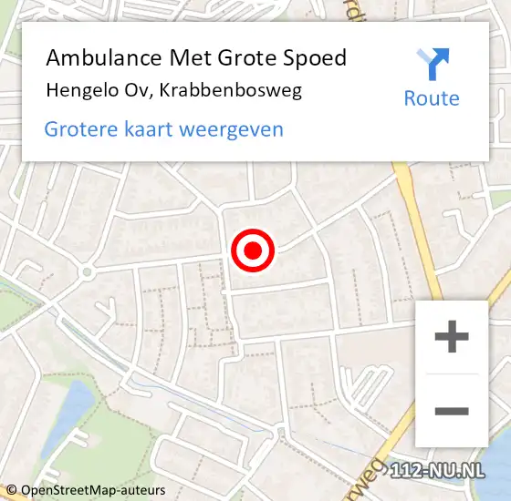 Locatie op kaart van de 112 melding: Ambulance Met Grote Spoed Naar Hengelo Ov, Krabbenbosweg op 21 december 2016 12:13