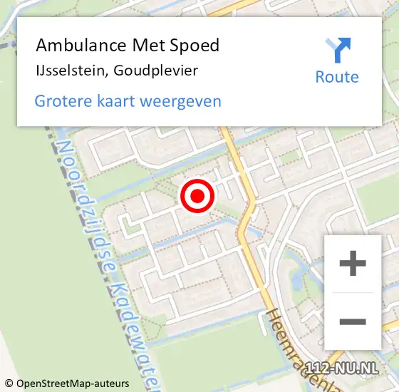 Locatie op kaart van de 112 melding: Ambulance Met Spoed Naar IJsselstein, Goudplevier op 21 december 2016 12:20