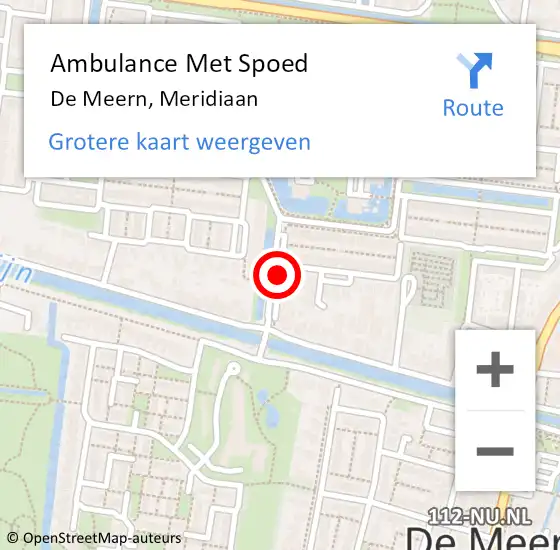 Locatie op kaart van de 112 melding: Ambulance Met Spoed Naar De Meern, Meridiaan op 21 december 2016 12:41