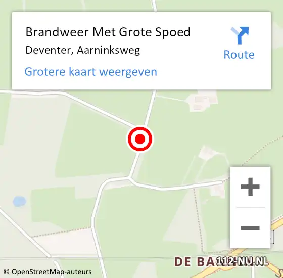 Locatie op kaart van de 112 melding: Brandweer Met Grote Spoed Naar Deventer, Aarninksweg op 21 december 2016 13:18