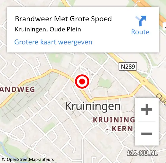 Locatie op kaart van de 112 melding: Brandweer Met Grote Spoed Naar Kruiningen, Oude Plein op 21 december 2016 13:39