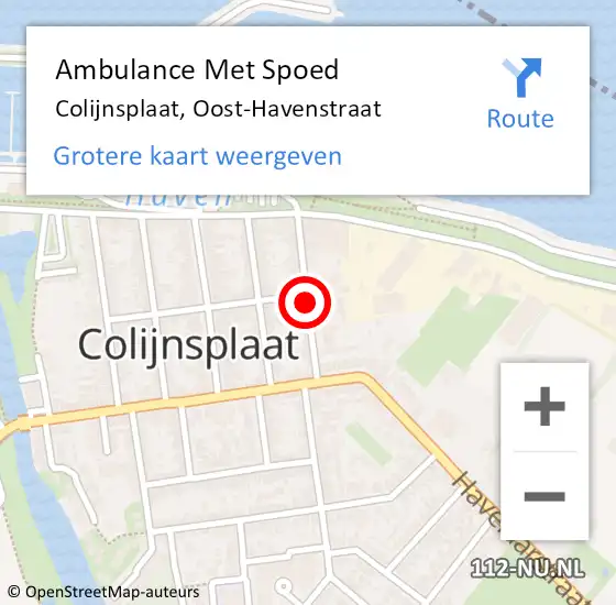 Locatie op kaart van de 112 melding: Ambulance Met Spoed Naar Colijnsplaat, Oost-Havenstraat op 21 december 2016 14:01