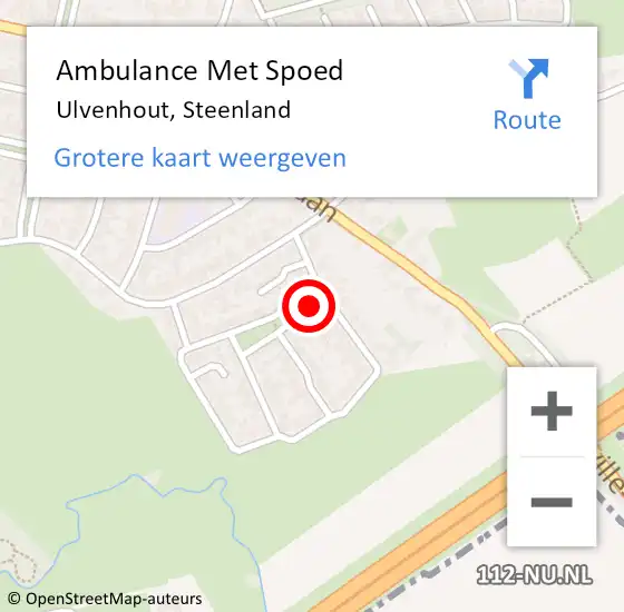 Locatie op kaart van de 112 melding: Ambulance Met Spoed Naar Ulvenhout, Steenland op 21 december 2016 14:09