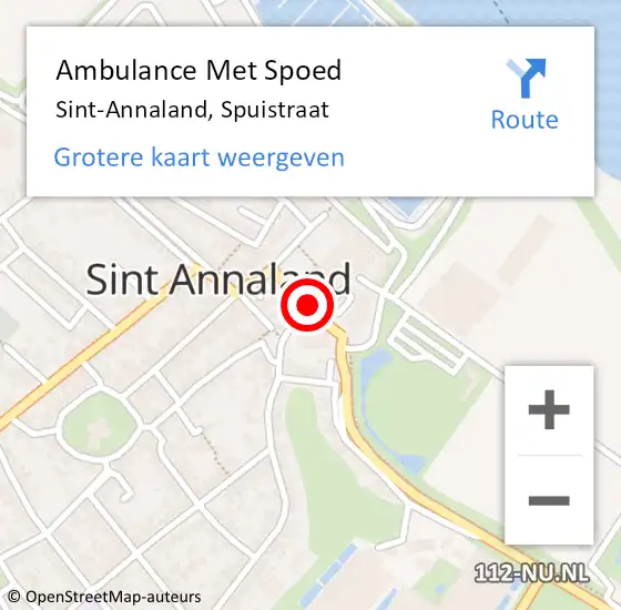Locatie op kaart van de 112 melding: Ambulance Met Spoed Naar Sint-Annaland, Spuistraat op 21 december 2016 14:13