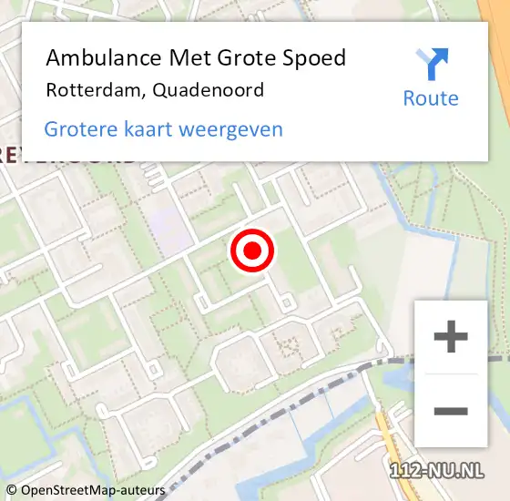 Locatie op kaart van de 112 melding: Ambulance Met Grote Spoed Naar Rotterdam, Quadenoord op 21 december 2016 14:24