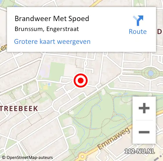 Locatie op kaart van de 112 melding: Brandweer Met Spoed Naar Brunssum, Engerstraat op 21 december 2016 14:45