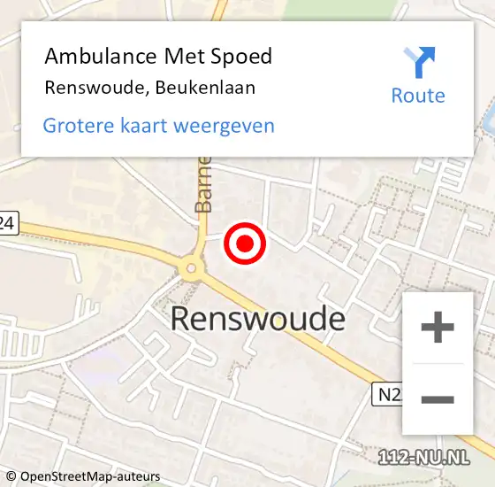 Locatie op kaart van de 112 melding: Ambulance Met Spoed Naar Renswoude, Beukenlaan op 21 december 2016 15:22