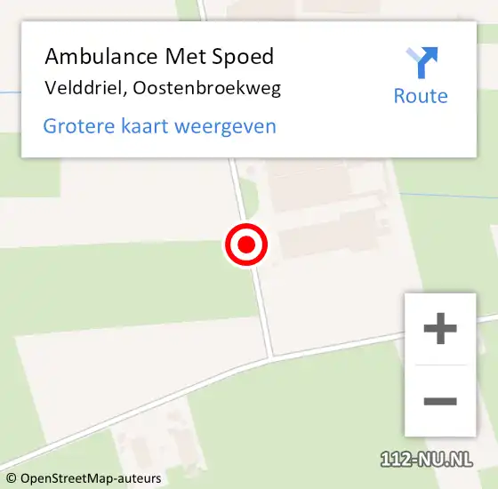 Locatie op kaart van de 112 melding: Ambulance Met Spoed Naar Velddriel, Oostenbroekweg op 21 december 2016 15:29