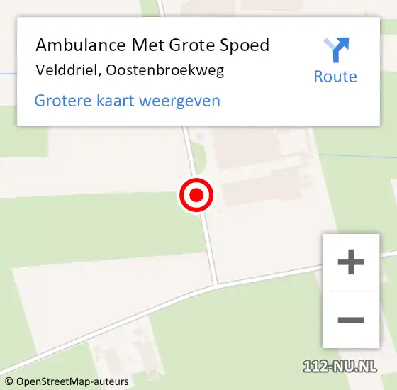 Locatie op kaart van de 112 melding: Ambulance Met Grote Spoed Naar Velddriel, Oostenbroekweg op 21 december 2016 15:32