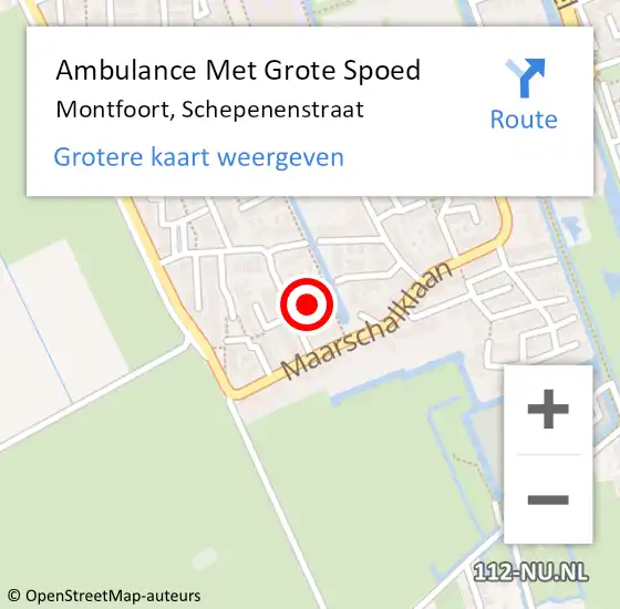 Locatie op kaart van de 112 melding: Ambulance Met Grote Spoed Naar Montfoort, Schepenenstraat op 21 december 2016 15:35