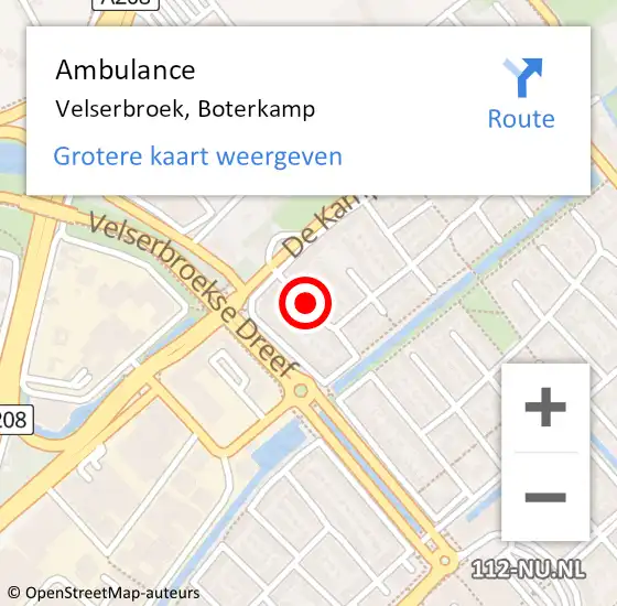 Locatie op kaart van de 112 melding: Ambulance Velserbroek, Boterkamp op 21 december 2016 15:46