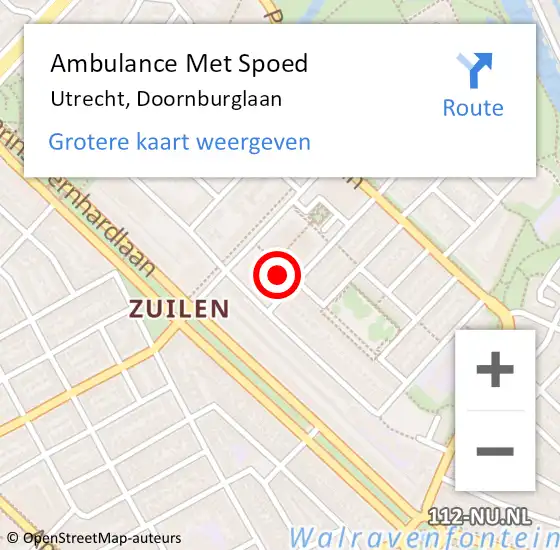 Locatie op kaart van de 112 melding: Ambulance Met Spoed Naar Utrecht, Doornburglaan op 21 december 2016 16:18