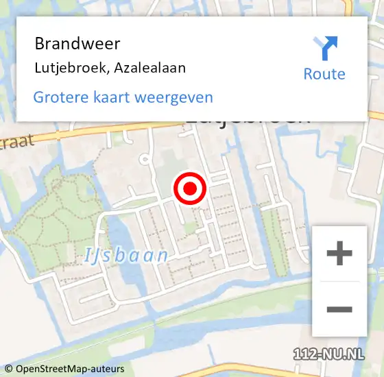 Locatie op kaart van de 112 melding: Brandweer Lutjebroek, Azalealaan op 21 december 2016 16:36