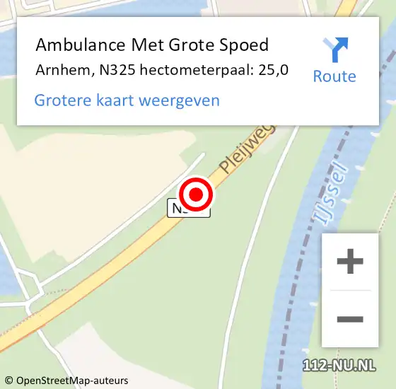 Locatie op kaart van de 112 melding: Ambulance Met Grote Spoed Naar Arnhem, N325 op 21 december 2016 17:06