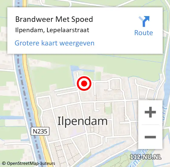 Locatie op kaart van de 112 melding: Brandweer Met Spoed Naar Ilpendam, Lepelaarstraat op 21 december 2016 17:20