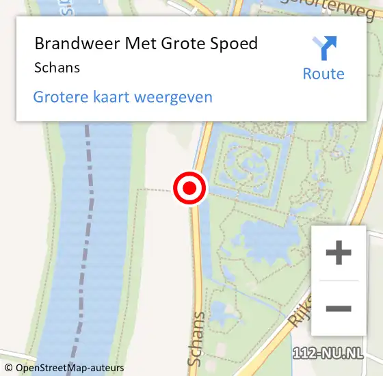 Locatie op kaart van de 112 melding: Brandweer Met Grote Spoed Naar Schans op 21 december 2016 17:52