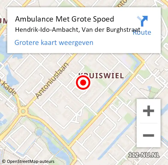 Locatie op kaart van de 112 melding: Ambulance Met Grote Spoed Naar Hendrik-Ido-Ambacht, Van der Burghstraat op 21 december 2016 19:17