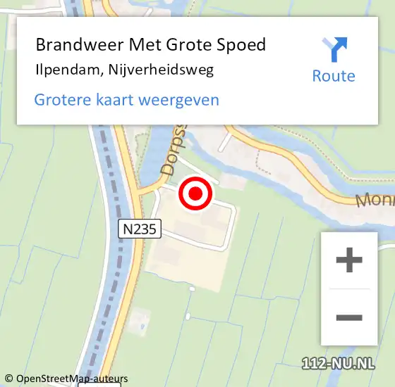 Locatie op kaart van de 112 melding: Brandweer Met Grote Spoed Naar Ilpendam, Nijverheidsweg op 21 december 2016 19:21