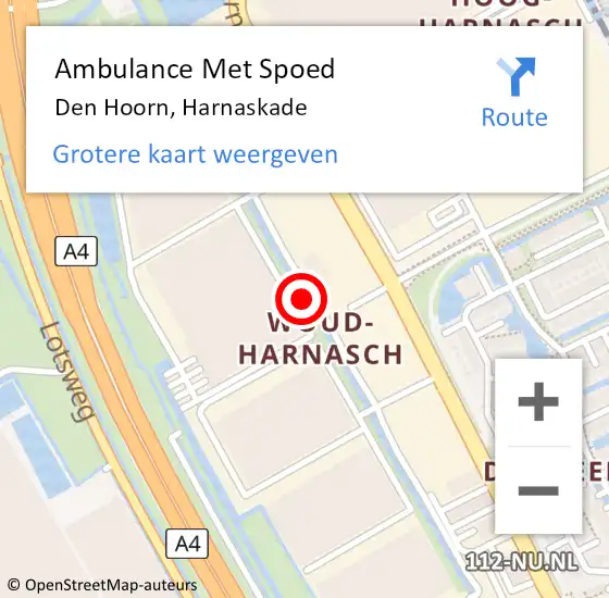 Locatie op kaart van de 112 melding: Ambulance Met Spoed Naar Den Hoorn, Harnaskade op 21 december 2016 20:07