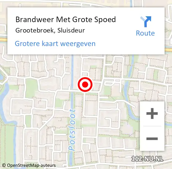 Locatie op kaart van de 112 melding: Brandweer Met Grote Spoed Naar Grootebroek, Sluisdeur op 21 december 2016 20:50