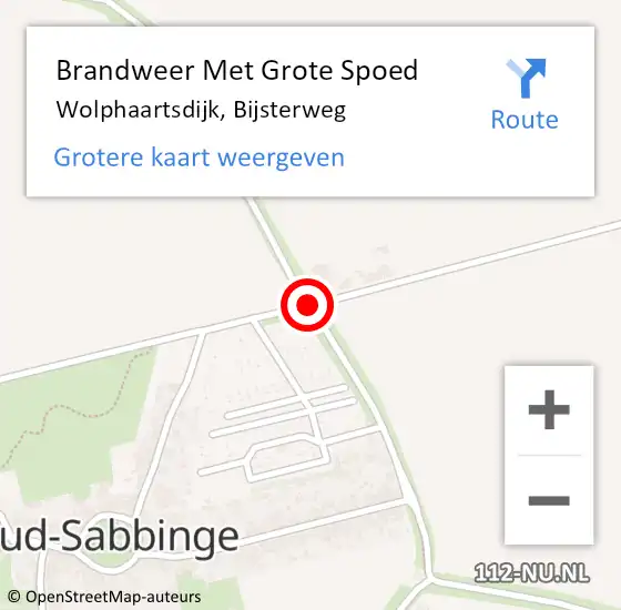 Locatie op kaart van de 112 melding: Brandweer Met Grote Spoed Naar Wolphaartsdijk, Bijsterweg op 21 december 2016 20:51