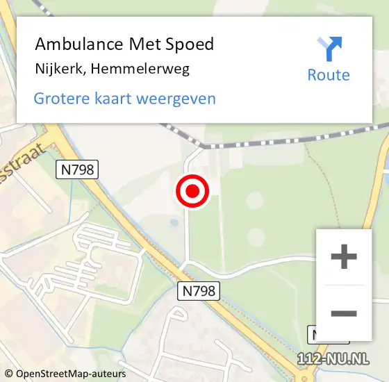 Locatie op kaart van de 112 melding: Ambulance Met Spoed Naar Nijkerk, Hemmelerweg op 21 december 2016 22:14