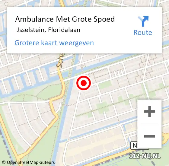 Locatie op kaart van de 112 melding: Ambulance Met Grote Spoed Naar IJsselstein, Floridalaan op 21 december 2016 22:19