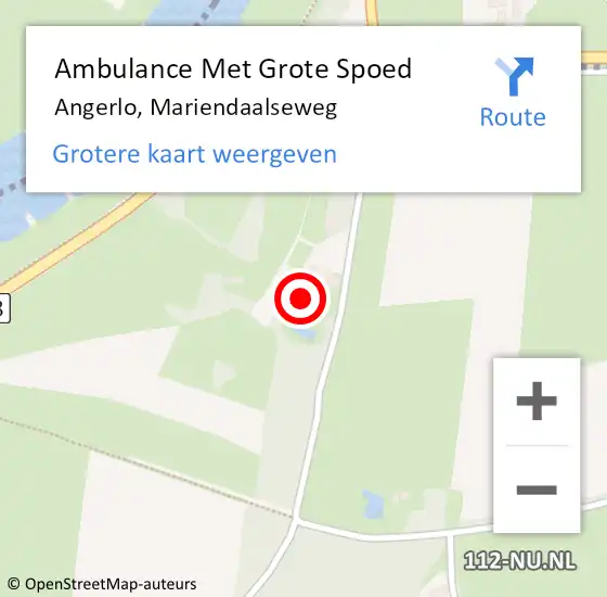 Locatie op kaart van de 112 melding: Ambulance Met Grote Spoed Naar Angerlo, Mariendaalseweg op 21 december 2016 22:51