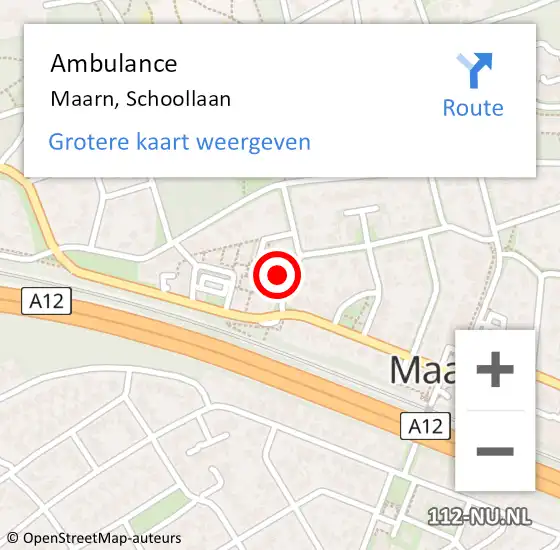 Locatie op kaart van de 112 melding: Ambulance Maarn, Schoollaan op 21 december 2016 23:30