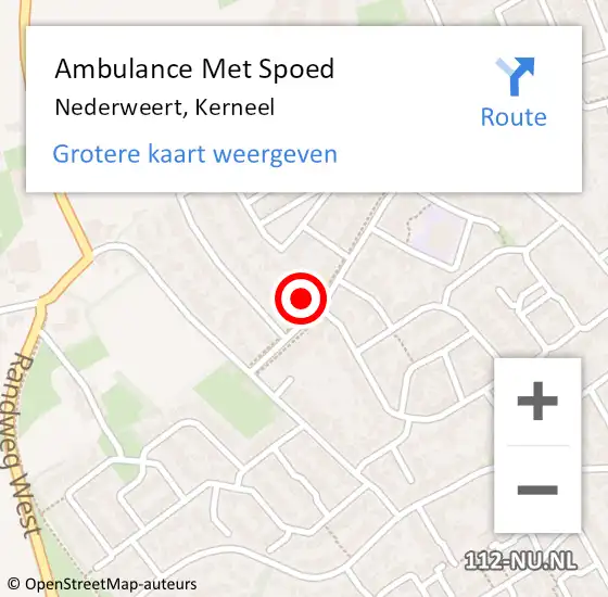 Locatie op kaart van de 112 melding: Ambulance Met Spoed Naar Nederweert, Kerneel op 22 december 2016 01:03