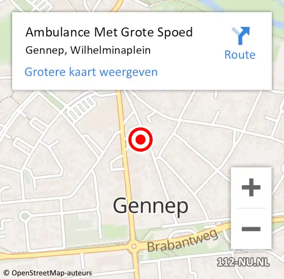 Locatie op kaart van de 112 melding: Ambulance Met Grote Spoed Naar Gennep, Wilhelminaplein op 22 december 2016 05:38