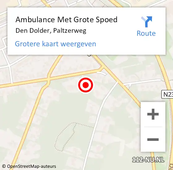 Locatie op kaart van de 112 melding: Ambulance Met Grote Spoed Naar Den Dolder, Paltzerweg op 22 december 2016 06:31