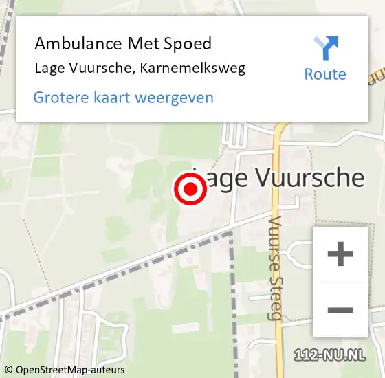 Locatie op kaart van de 112 melding: Ambulance Met Spoed Naar Lage Vuursche, Karnemelksweg op 22 december 2016 07:23