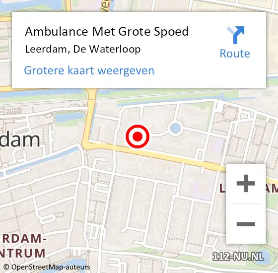 Locatie op kaart van de 112 melding: Ambulance Met Grote Spoed Naar Leerdam, De Waterloop op 22 december 2016 08:28