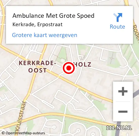 Locatie op kaart van de 112 melding: Ambulance Met Grote Spoed Naar Kerkrade, Erpostraat op 5 januari 2014 12:03