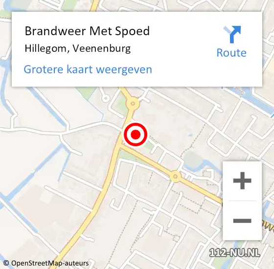 Locatie op kaart van de 112 melding: Brandweer Met Spoed Naar Hillegom, Veenenburg op 5 januari 2014 12:04