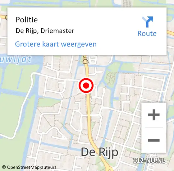 Locatie op kaart van de 112 melding: Politie De Rijp, Driemaster op 22 december 2016 09:53